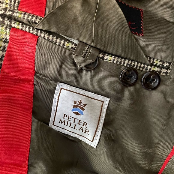 Peter Millar Blazer Sport Coat Green Plaid Wool Fall Winter - Made in Italy - Picture 3 of 3
